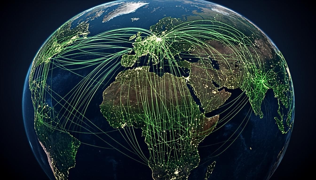 Global network coverage map showing worldwide streaming availability